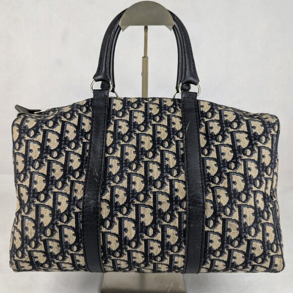 Christian DIOR Trotter Boston Bag Black/Beige Made in France - Picture 1 of 13